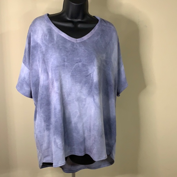 Cherish Tops - Cherish, Large, Purple/Blue Tie-Dye Shirt